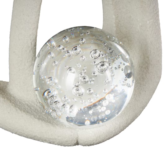 15" White & Clear Glass Bubble Abstract People Polystone Decorative Sculpture